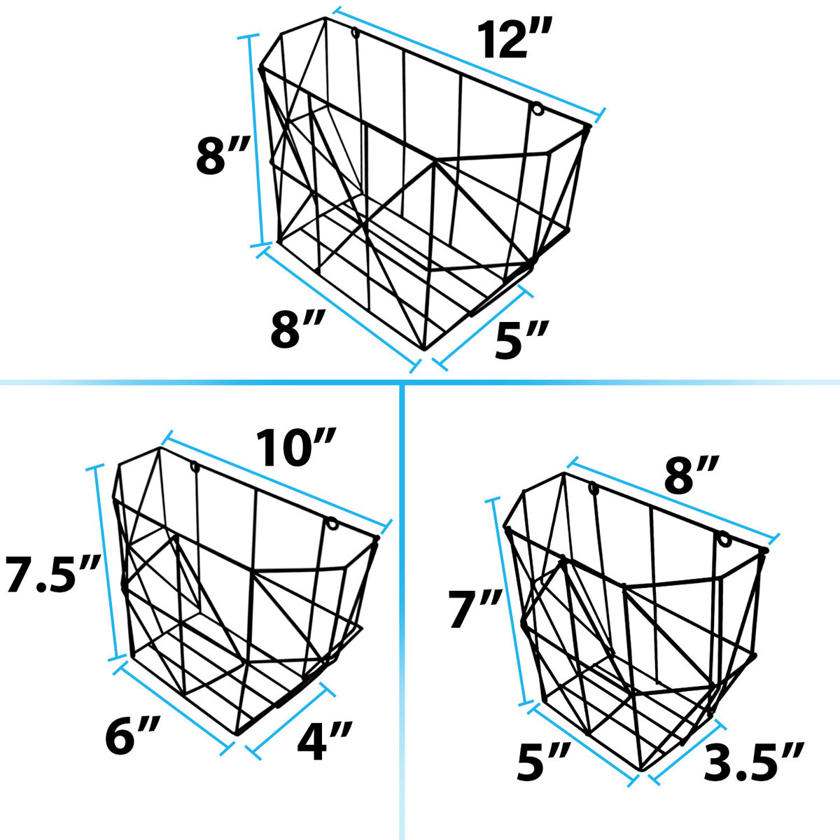 17 Stories Hanging Fruit and Storage Organizer Wall 3 Piece Metal